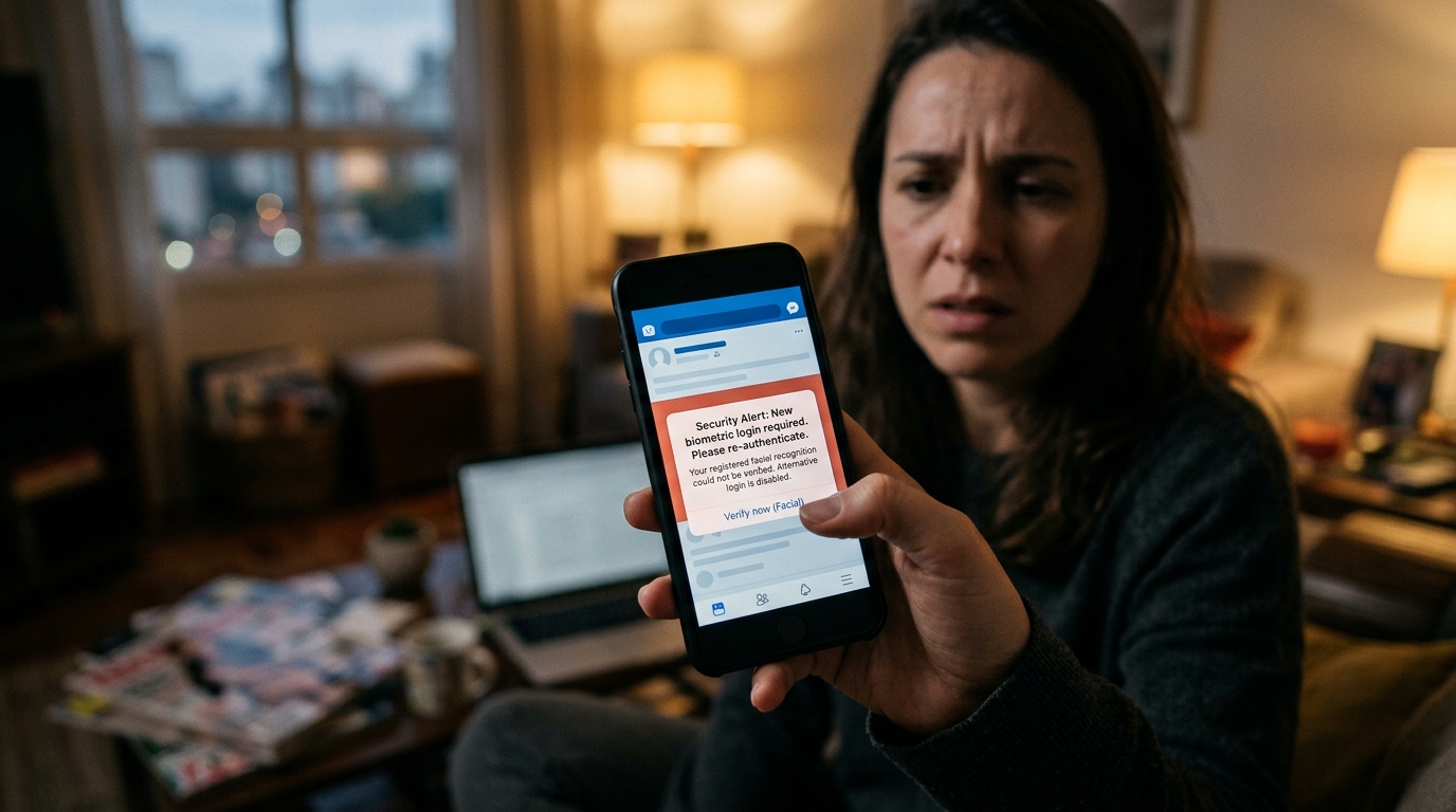 O hacker trocou seu e-mail e ativou reconhecimento facial — agora você está do lado de fora