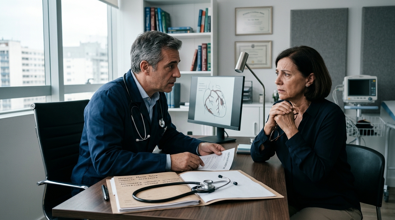 Seu cardiologista pediu angiografia. O plano disse não. Isso tem nome — e tem solução.