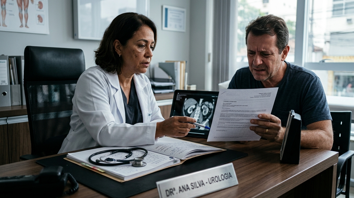 Seu plano negou a ureteroscopia porque "a tomografia já diagnosticou o cálculo" — esse argumento não tem base legal