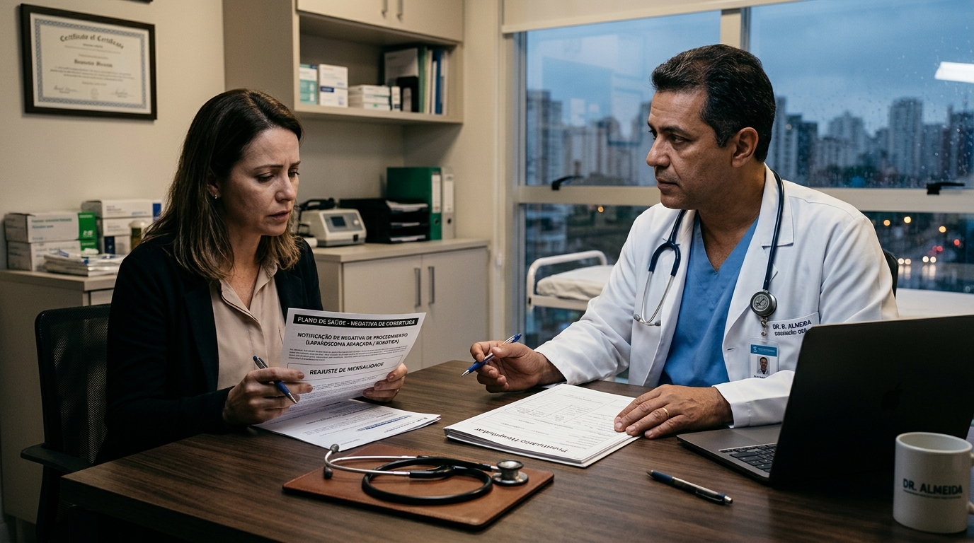 Seu plano disse que laparoscopia convencional "é suficiente". Isso é argumento médico ou argumento de caixa?